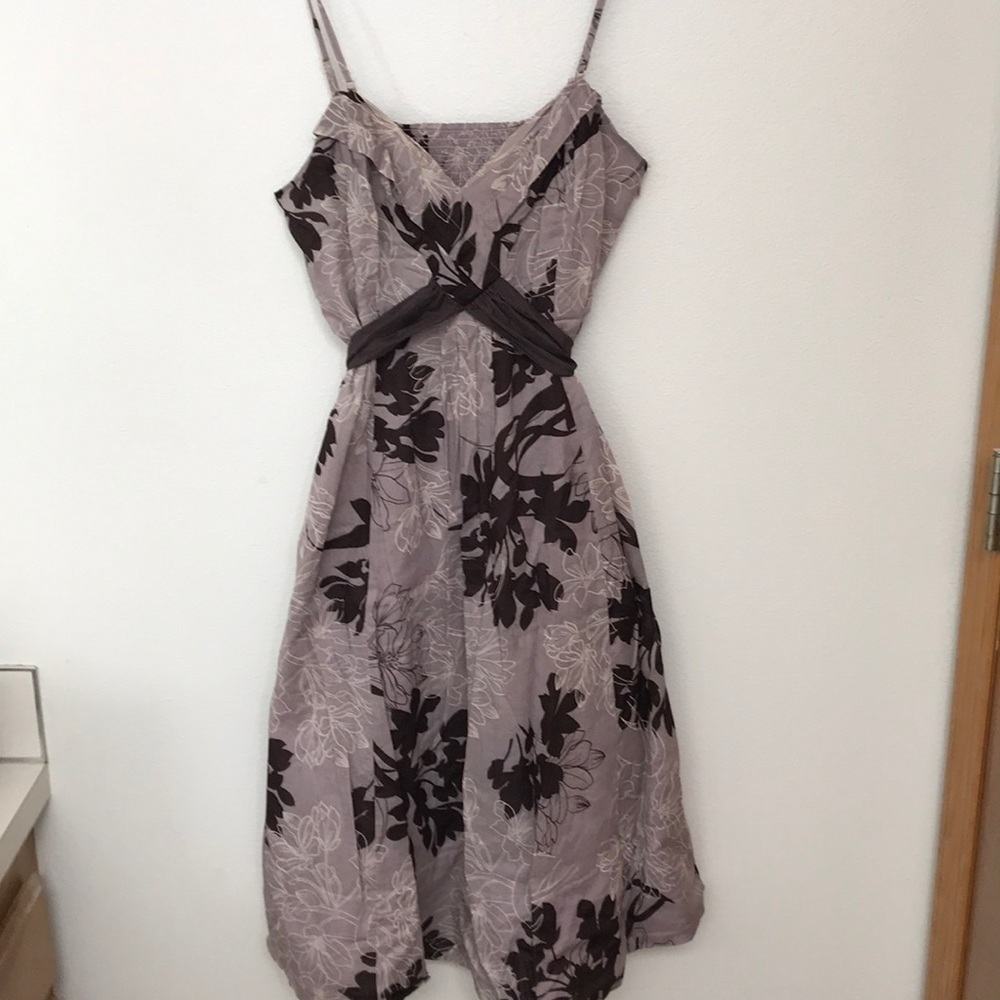 Lavender, brown and cream dress